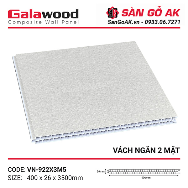 Tấm vách ngăn nhựa vân vải xám ghi Galawood VN-922